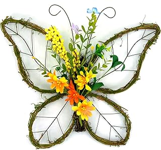 idyllic Butterfly Shaped Wreath with Pastel Berries and Floral Spring Artificial Wreaths for Front Door Decor
