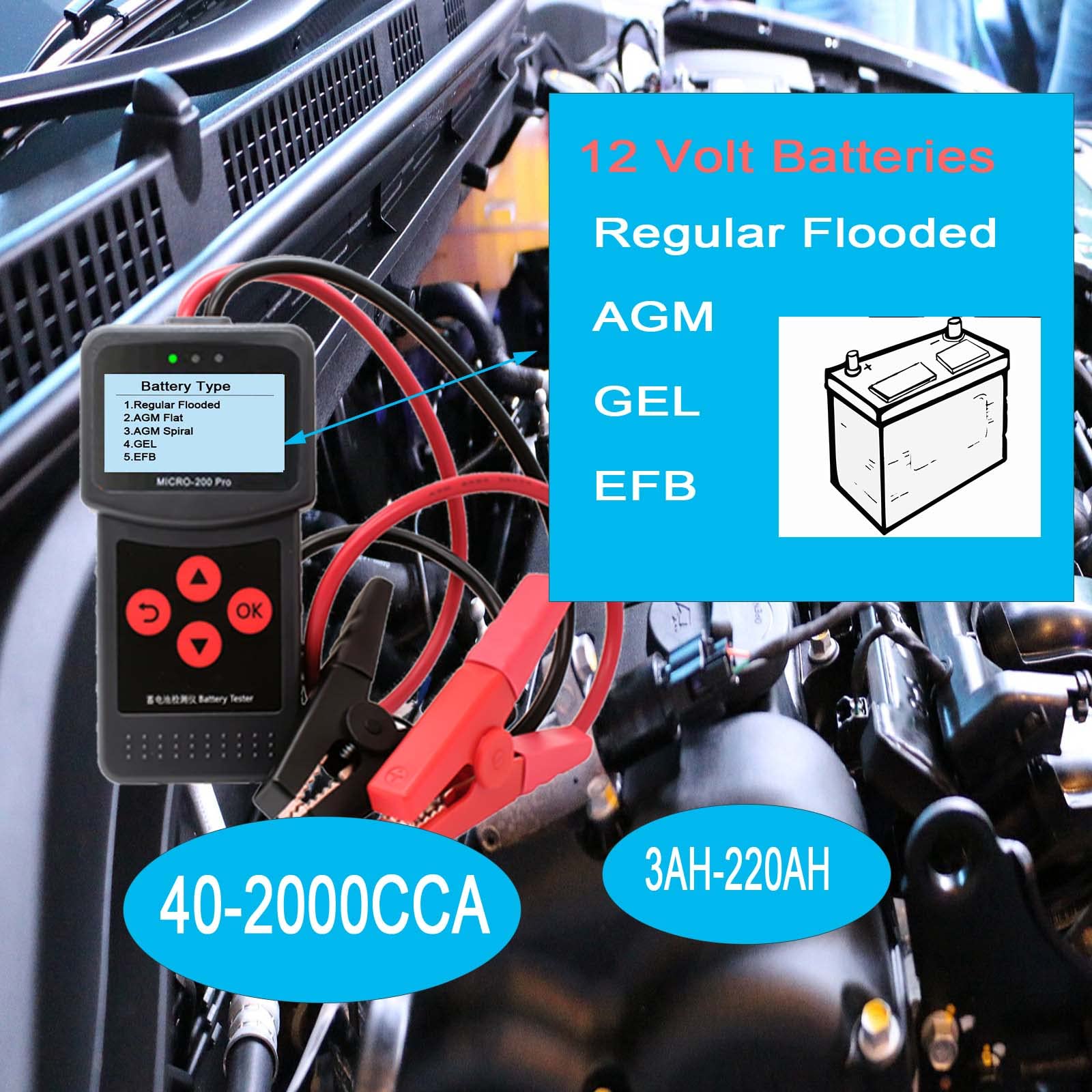 Cheap BT60 Car Battery Tester 12V 220Ah 2000CCA Multilingual Battery Test Tool For The Car