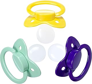 J&Or The Classic Original Adult Sized Pacifier Dummy - Three Color Pack - Mint Green | Dark Purple | Bright Yellow