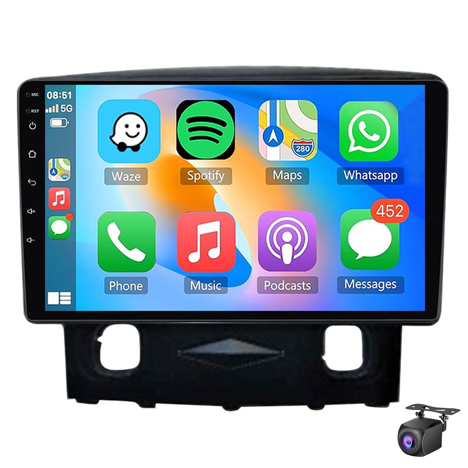 Car Stereo For F-ord Kuga 2008-2010 With Wireless Carplay/Android Auto Android 15 9 Inch IPS TouchScreen DSP GPS Navigation WiFi Bluetooth EQ FM RDS Mirror Link SWC Backup Camera(Size:8Core 8+256G)