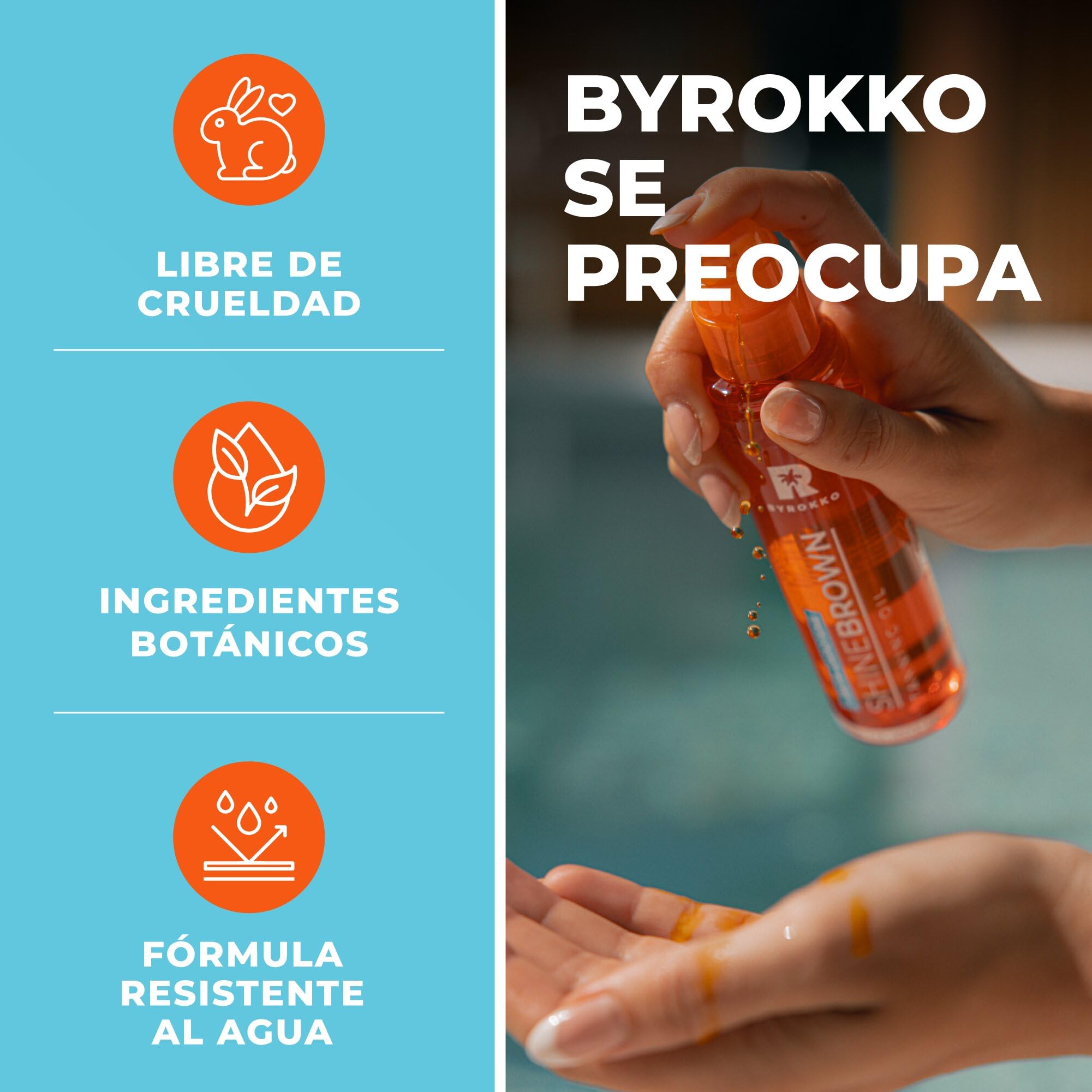 BYROKKO Shine Brown - aceite de bronceado de betacaroteno (150 ml), acelerador para tumbonas y sol al aire libre, para maximizar el bronceado definitivo
