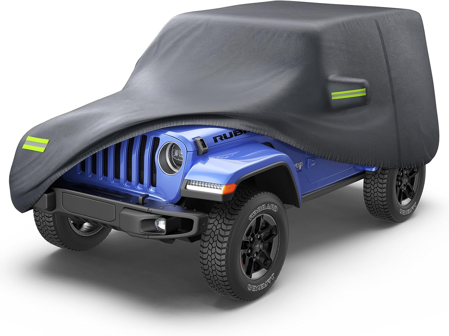 KAKIT 6 Layers Heavy Duty Covers for Jeep 2007-2020 4 Door Waterproof & All Soft Inside with Windproof Strap & Driver Door Zipper