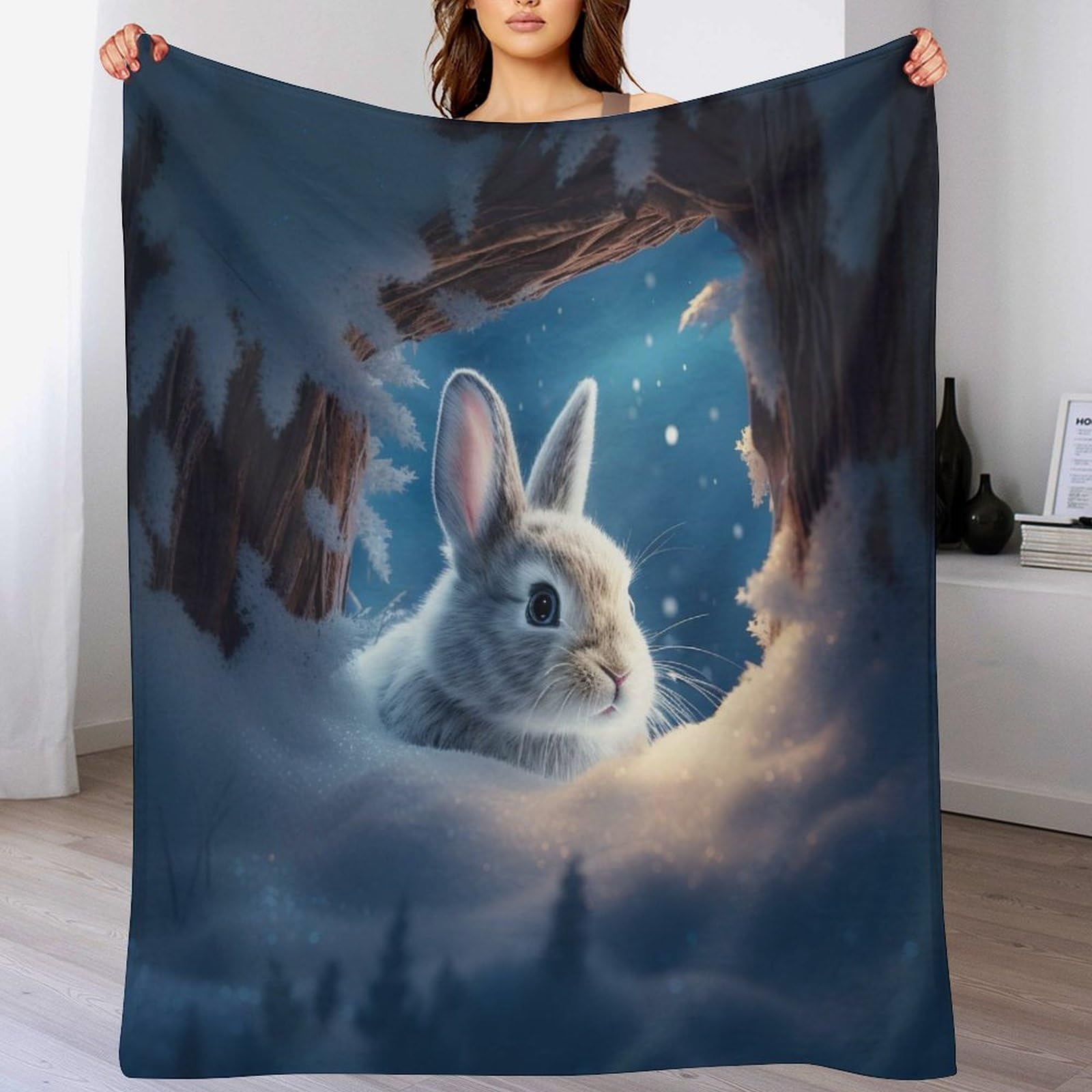 Manta de forro polar infantil de conejo suave para regalar en cumpleaños y habitaciones infantiles