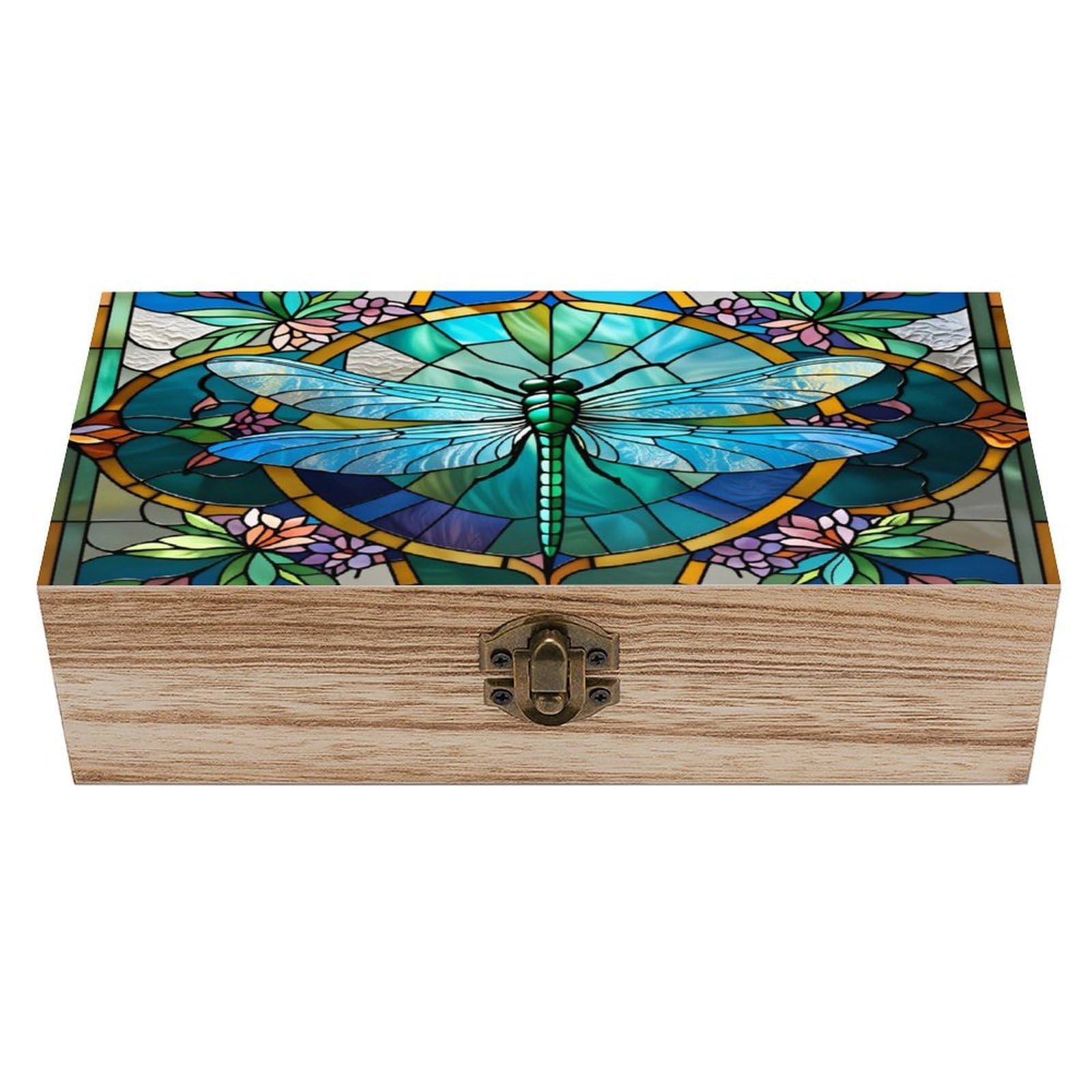 asbwuo Elegant Dragonfly Vintage Wooden Keepsake Box