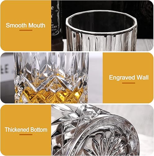 Miniatura 3 de Juego de 8 vasos de whisky de cristal (compra 6, obtén 2 gratis), vasos de whisky de 11 onzas antiguas, vasos de cóctel de bourbon, vasos de barra