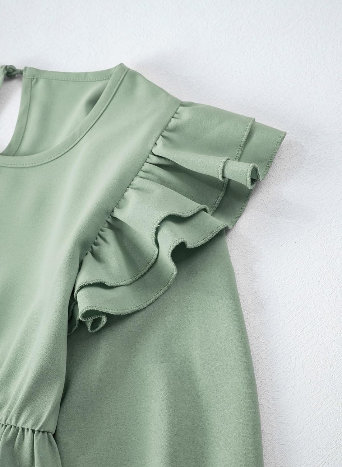 blibean Teen Girls Dress Kids Double Ruffle Long Sleeve Smocked Dresses Size 6-15 Years - Image 7