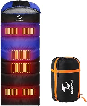 Extreme Cold Weather Heated Sleeping Bag for Adults | 6pcs Heating Areas Sleeping Bags, 3 Adjustable Heating Levels Cold Weather Sleeping Bag for All Season Hiking & Camping