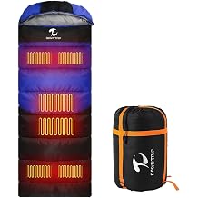 Extreme Cold Weather Heated Sleeping Bag for Adults | 6pcs Heating Areas Sleeping Bags, 3 Adjustable Heating Levels Cold Weather Sleeping Bag for All Season Hiking & Camping