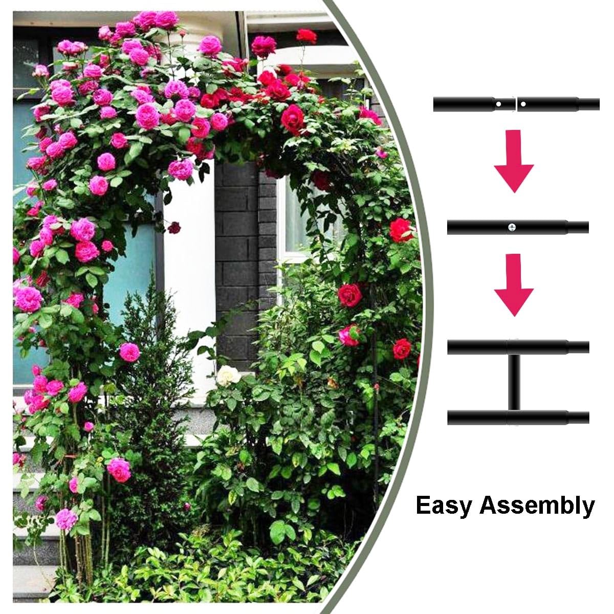Arco per Rose Rampicanti 260 280 240 180 120 400 cm, Supporto in Metallo con Base Pergolato da Giardino per Interni ed Esterni, Resistente Arco di Nozze(Black,280 x 250 x 40 cm)
