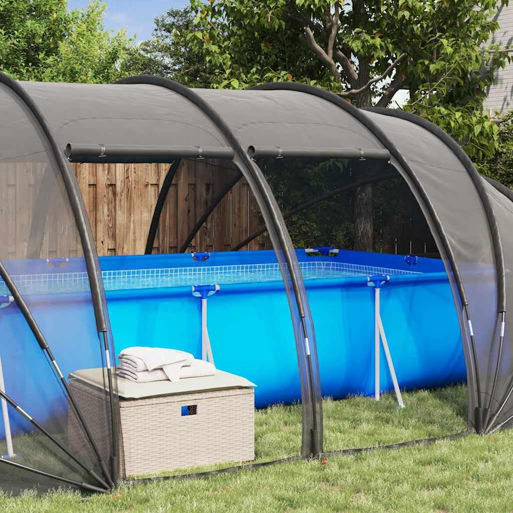 Tenda da piscina a cupola trasparente, 538 x 440 x 204 cm, per piscina esterna, in poliestere 185T con rivestimento in PU, impermeabile, resistente ai raggi UV e ignifuga, con porte arrotolabili con