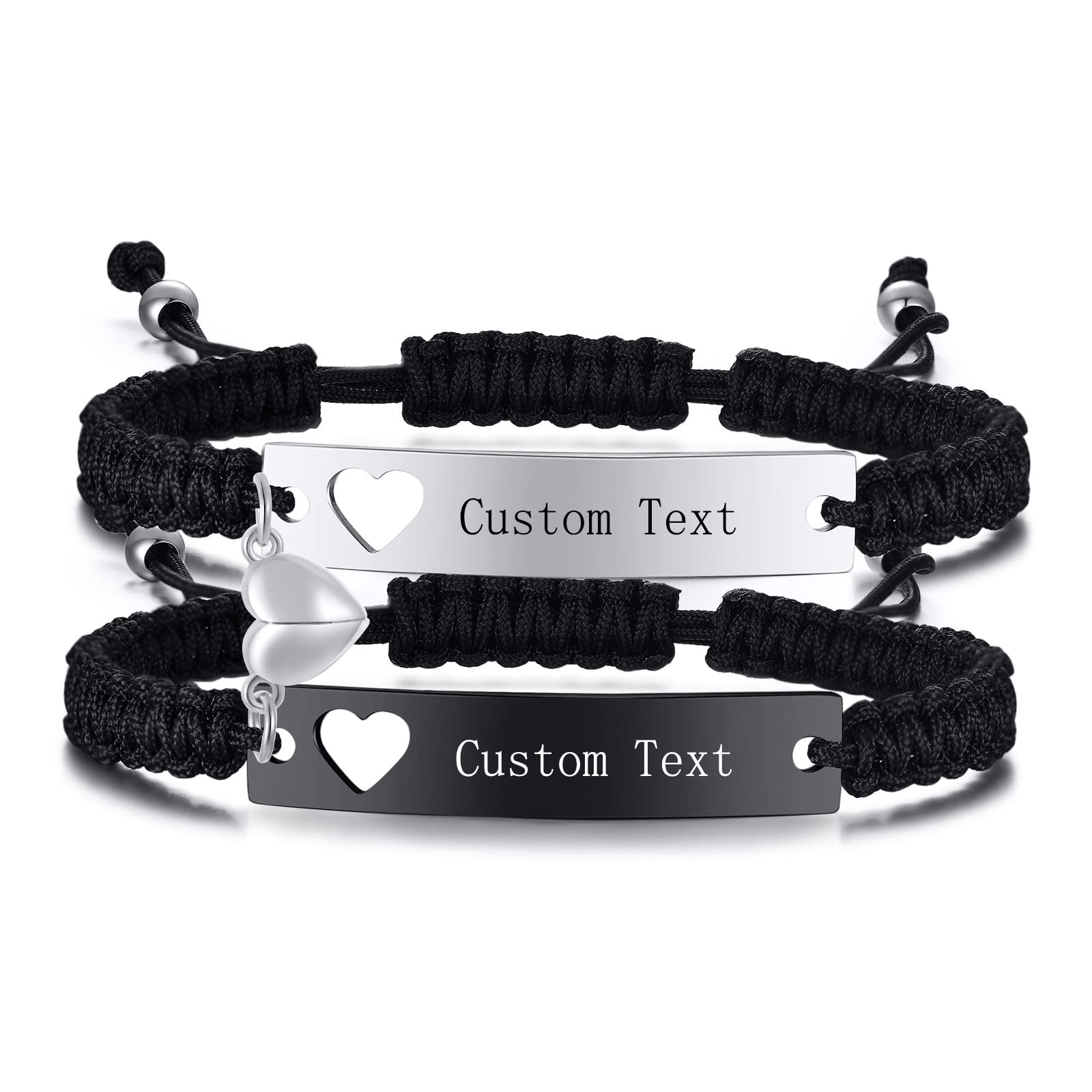 VNOXPulseras a juego personalizadas para parejas, pulseras magnéticas para parejas, regalos del día de San Valentín para él, ella, novio y novia, joyería personalizada para parejas
