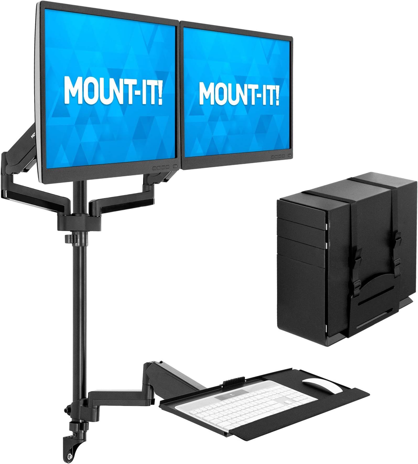 Mount-It! Sit-Stand Desk Mount Workstation Wall Mounted Dual Monitor