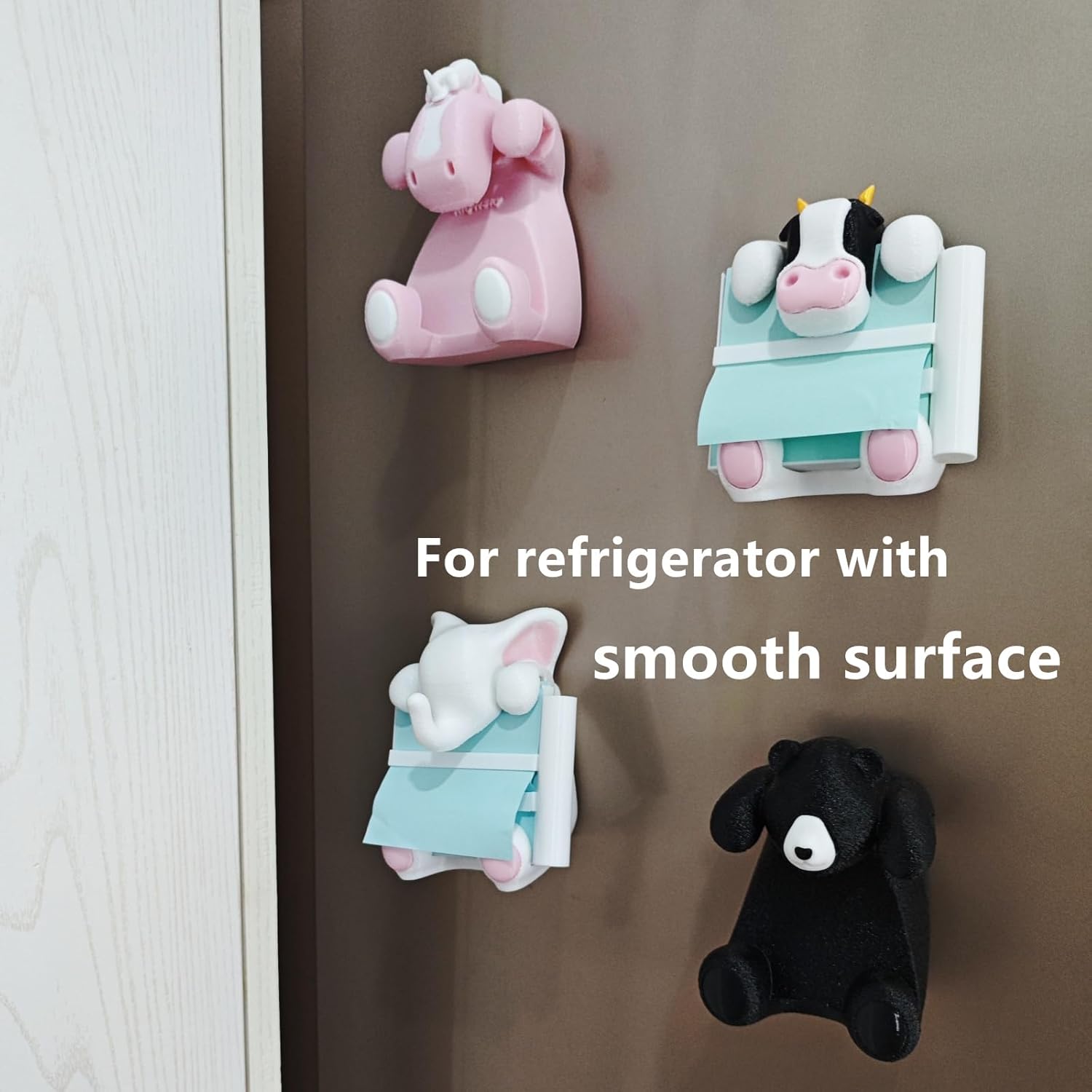Elephant Fridge Sticky Note Dispenser Sticky Note Holder with Pen Holder for Refrigerator, 3x3 in, Blue, C08