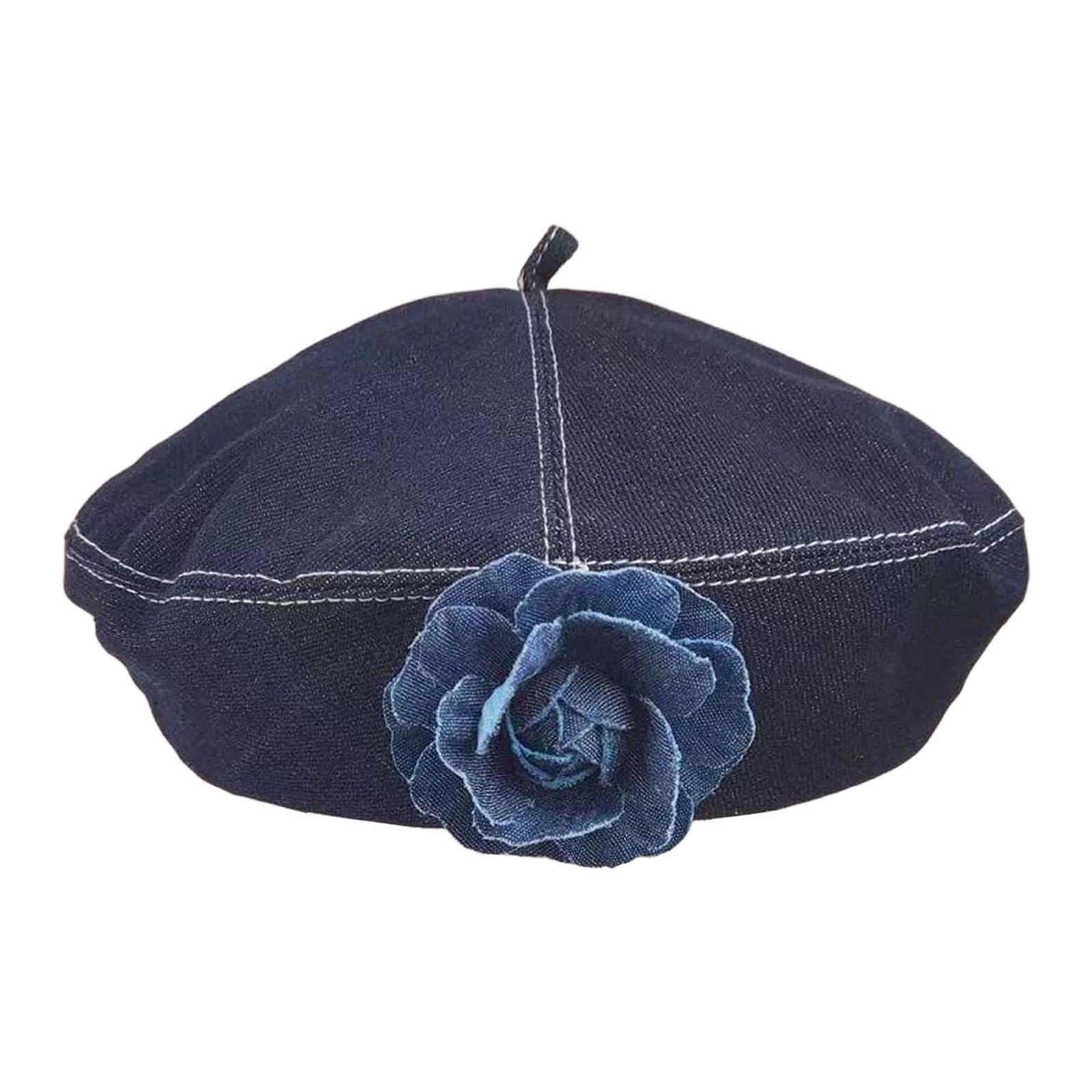 Women Beret Hat Festival Gift Streetwear Classic Stylish British Painter Hat Deep Denim Blue-image-7