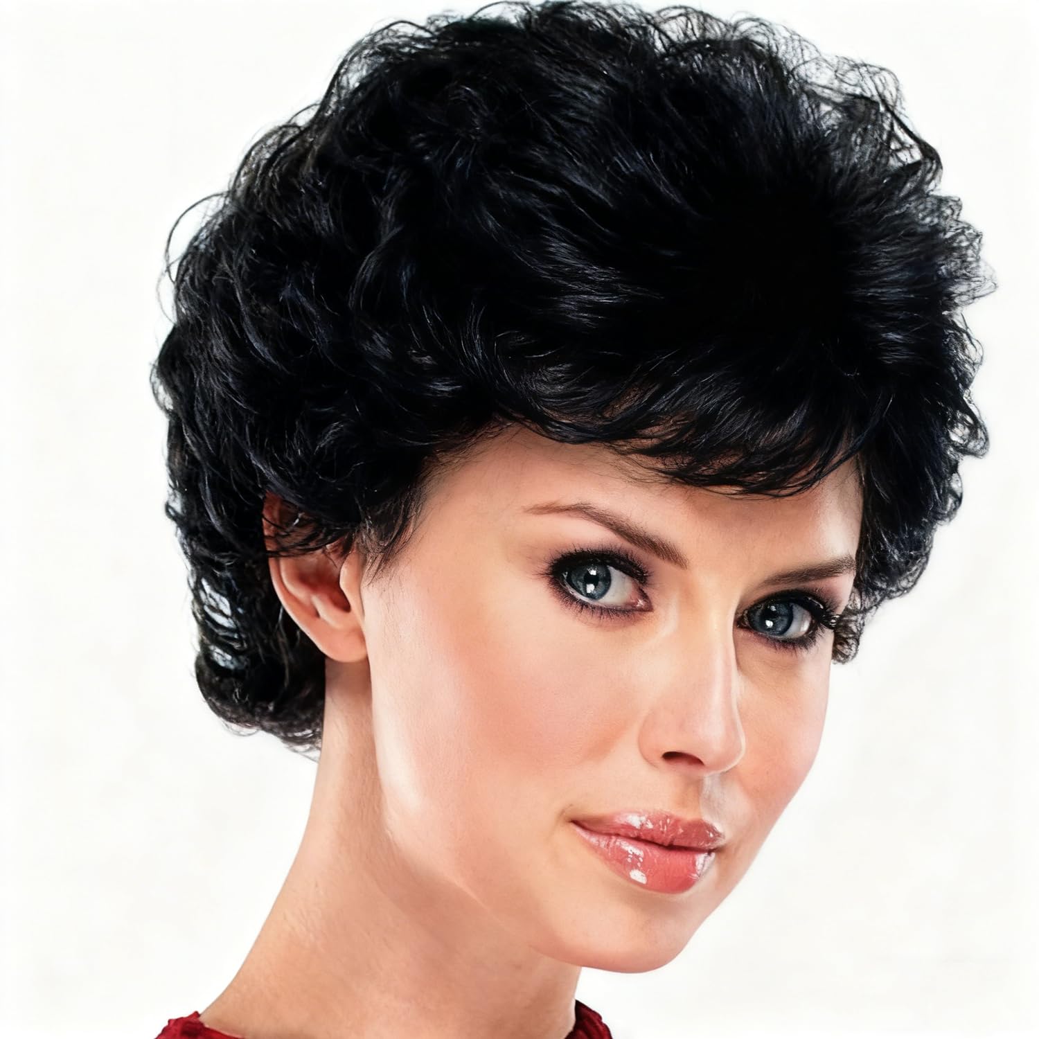 Baruisi Short Fluffy Grey Wigs for Women Natural Looking Synthetic Short Curly Cosplay Hair Wig