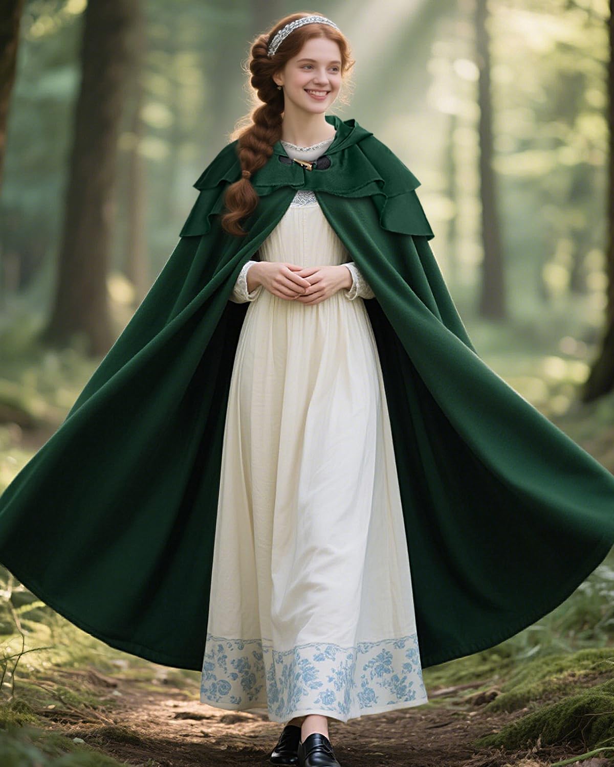 Joukavor Renaissance Hooded Cloak for Women Men Adult Medieval Cape for Renfaire - Image 3