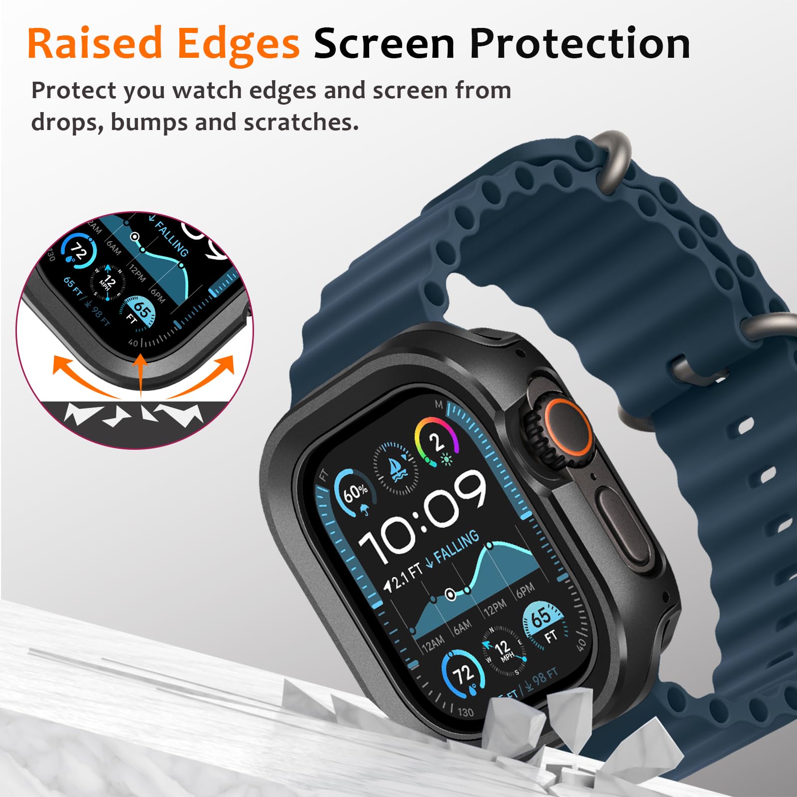 Amizee 2 in 1 Metal Rugged Case Compatible with Apple Watch Ultra 3/2/1 Case 49mm - Image 4