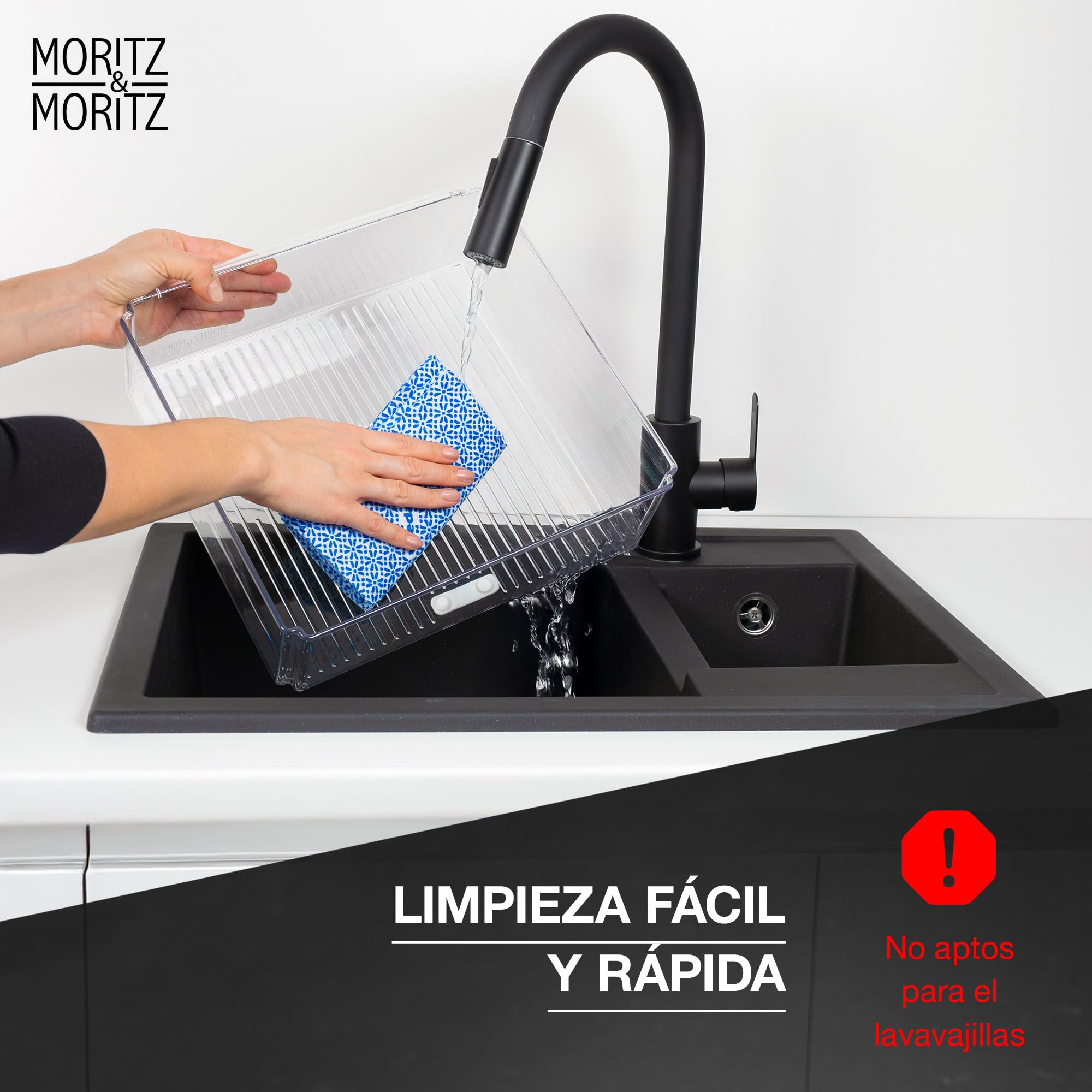 Moritz & Moritz Juego de 10 organizadores para frigorífico con tapa, apilables, transparentes, resistentes, para cocina, armario o cajón