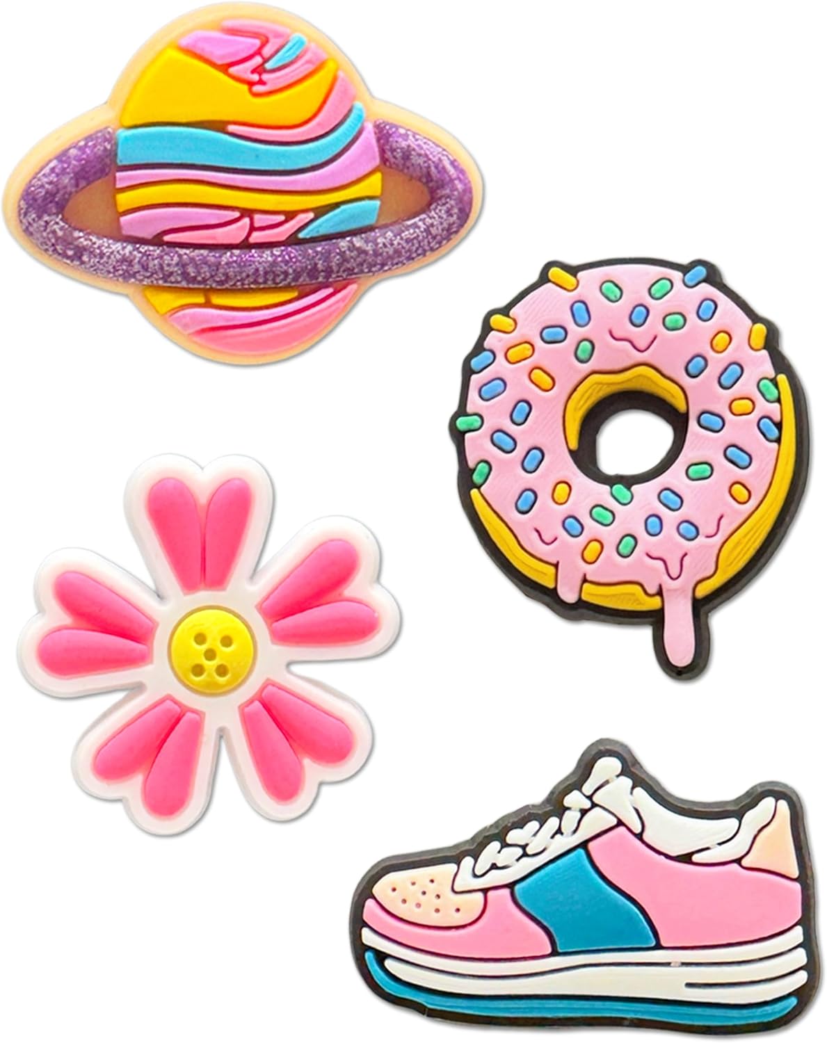 55PCS Pink Kawaii Croc Charms with 26 Letters for Women Girls
