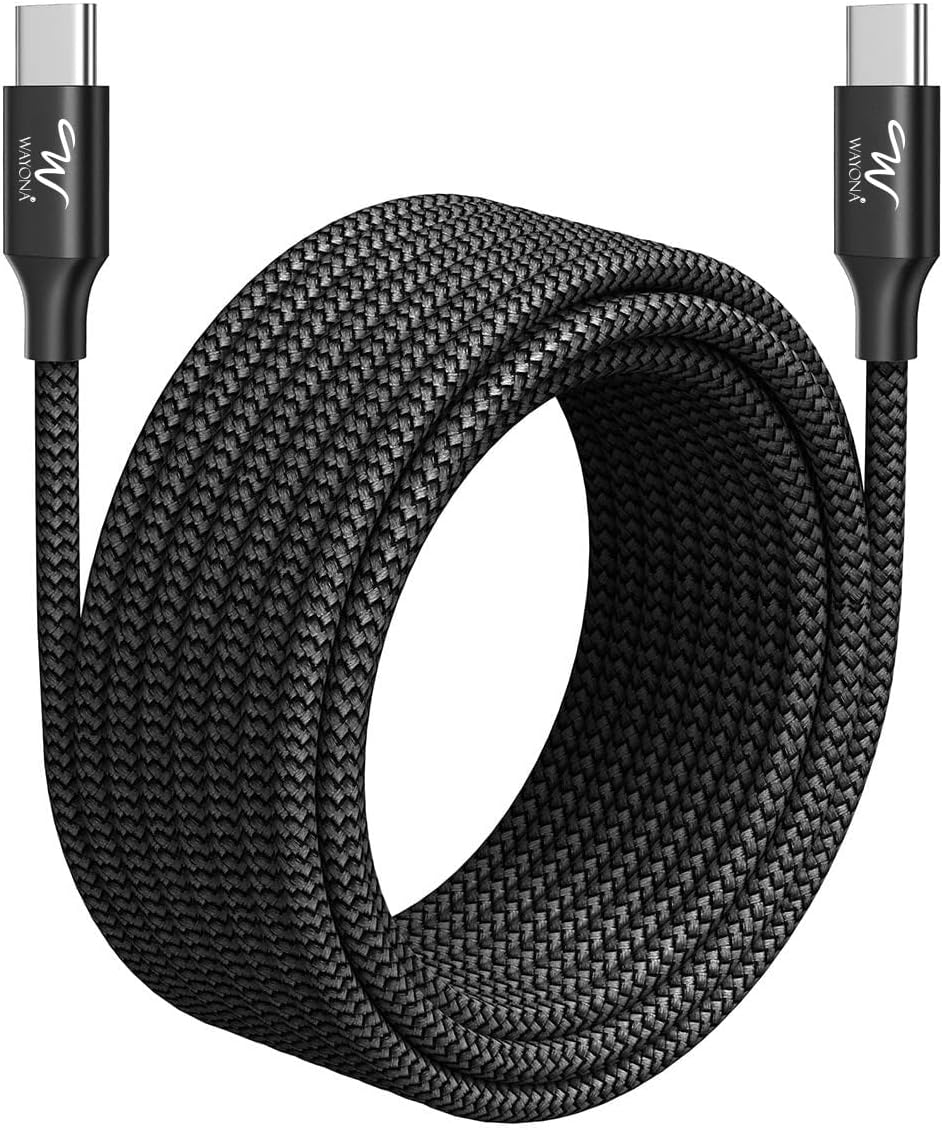 Wayona USB C to USB C 60W Fast Charging Cable Type C Charger Cord Compatible with Samsung S24 Ultra S23, iPhone 15 Pro etc (0.25M,Grey) (Black, 3M)