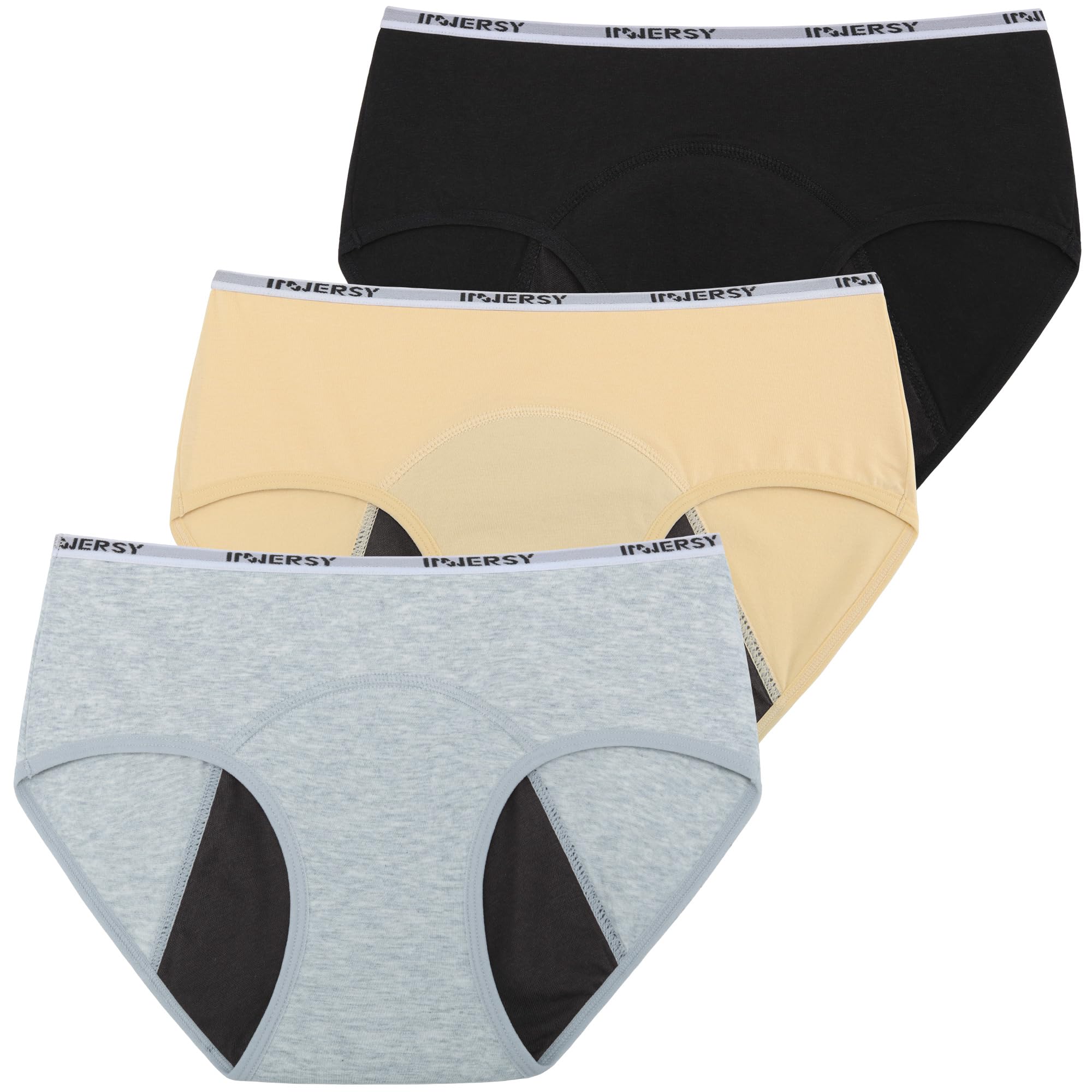 INNERSY Teen Girls Knickers Period Pants Cotton Leakproof Menstrual Underwear Pack of 3 — view 7
