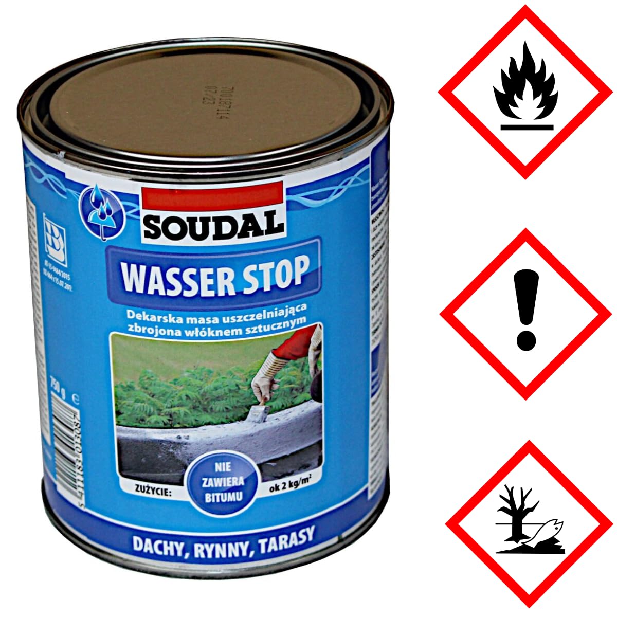 Soudal Water Stop z powłoką wzmocnioną włóknem sztucznym do mokrych i suchych powierzchni, kolor szary (dostępne różne rozmiary)