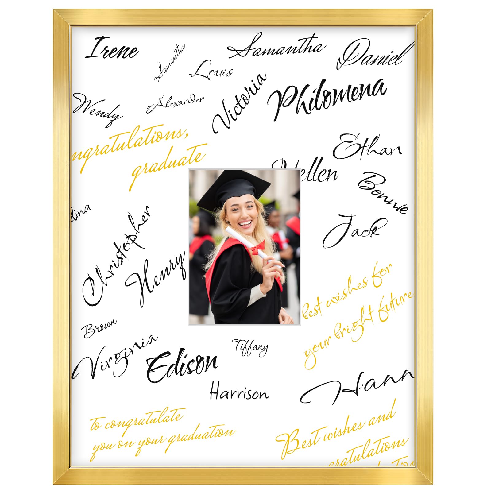 Photo 1 of [MINOR DAMAGE] LaVie Home 16x20 Wedding Signable Picture Frame – Gold 16x20 Frame Wood Displays 5x7 Pictures with Mat, for Graduation Wedding Signatures, Anniversary Keepsake Picture Frame