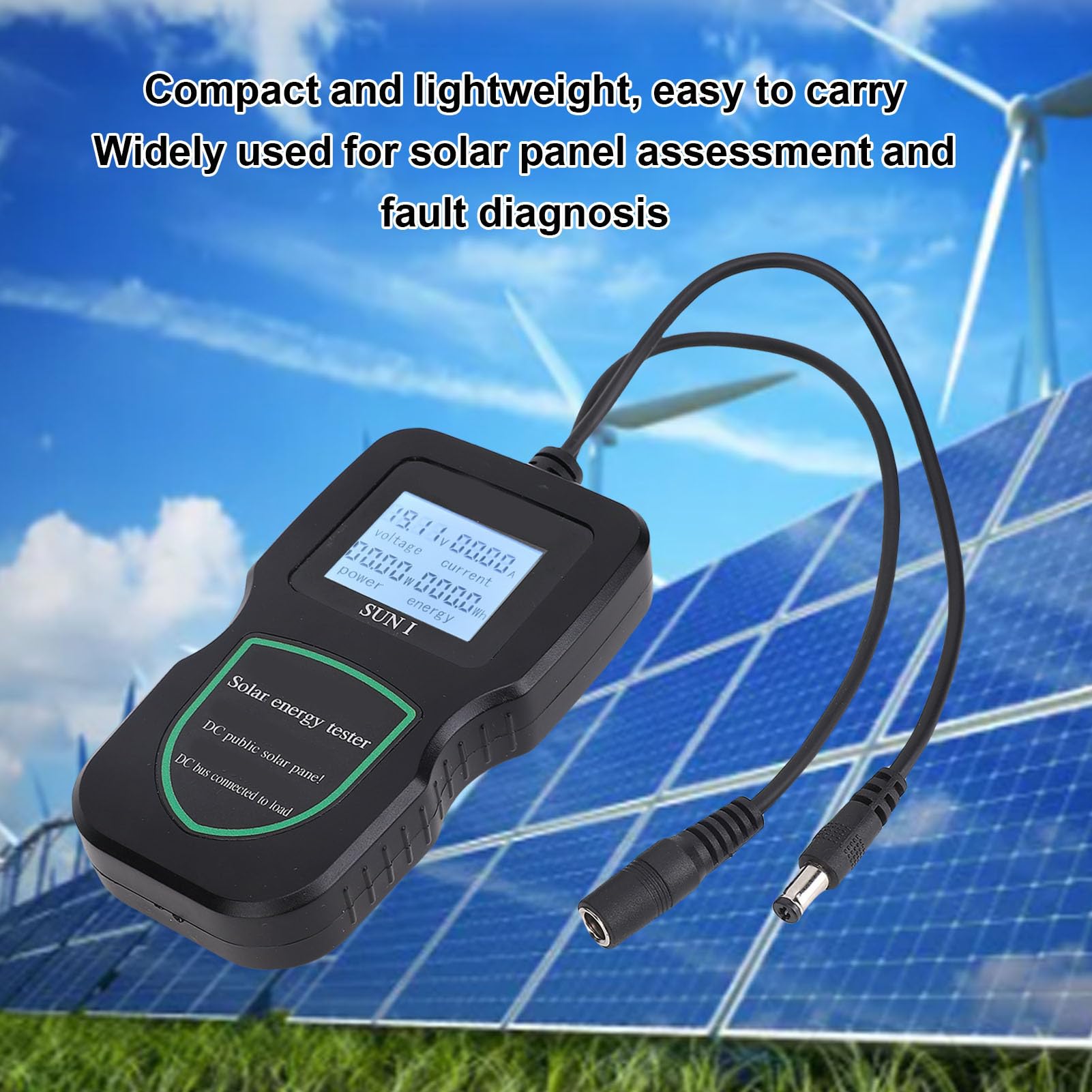 Greensen 200W Tester per Pannelli Solari, Multimetro Fotovoltaico MPPT con Display di Corrente, Tensione, Potenza Ed Energia per Test, Diagnostica e Ricerca su Pannelli Solari