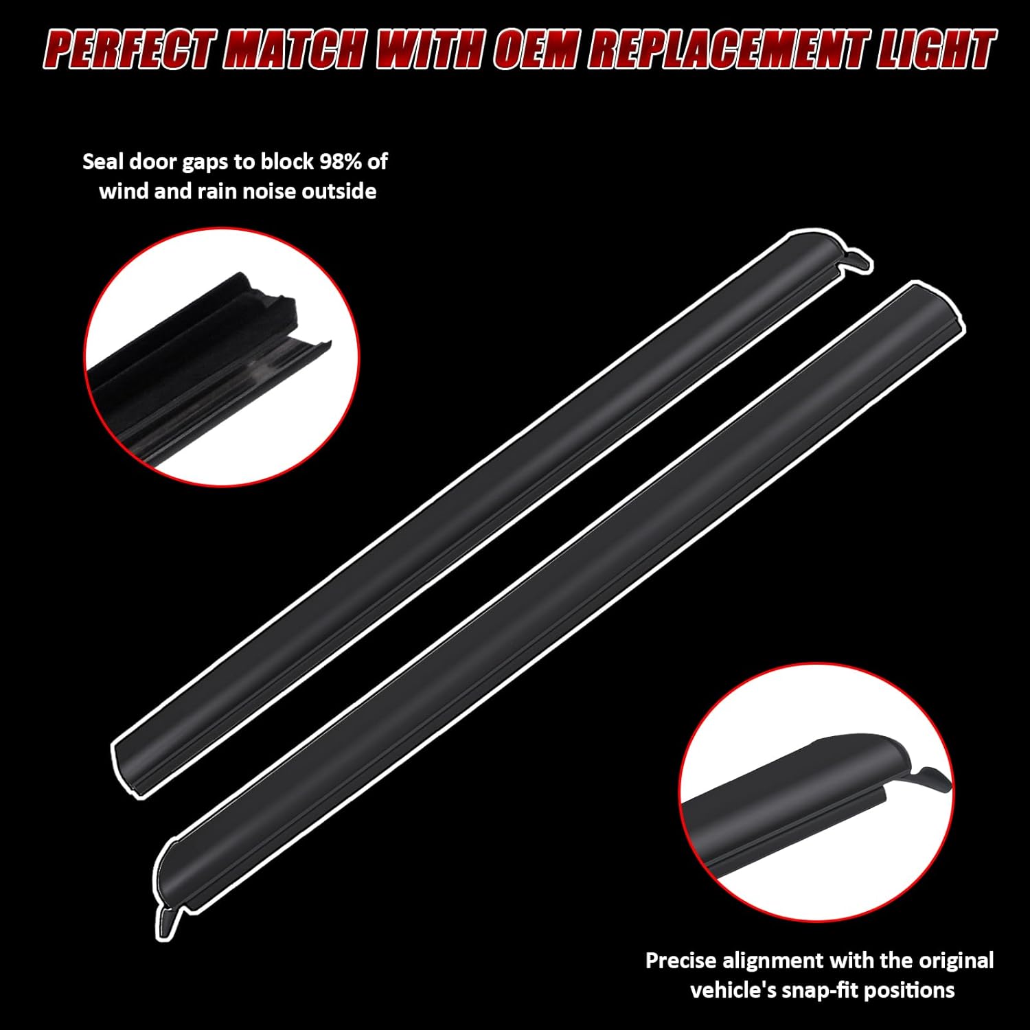 Window Molding Trim Weatherstrip Compatible with Ford Vehicle 1999-2011 Ranger, Car Outer Door Window Channel Run Weatherstrip, Replace#6L5Z-1021452-AA, 6L5Z-1021453-AA - Easy Install Seal