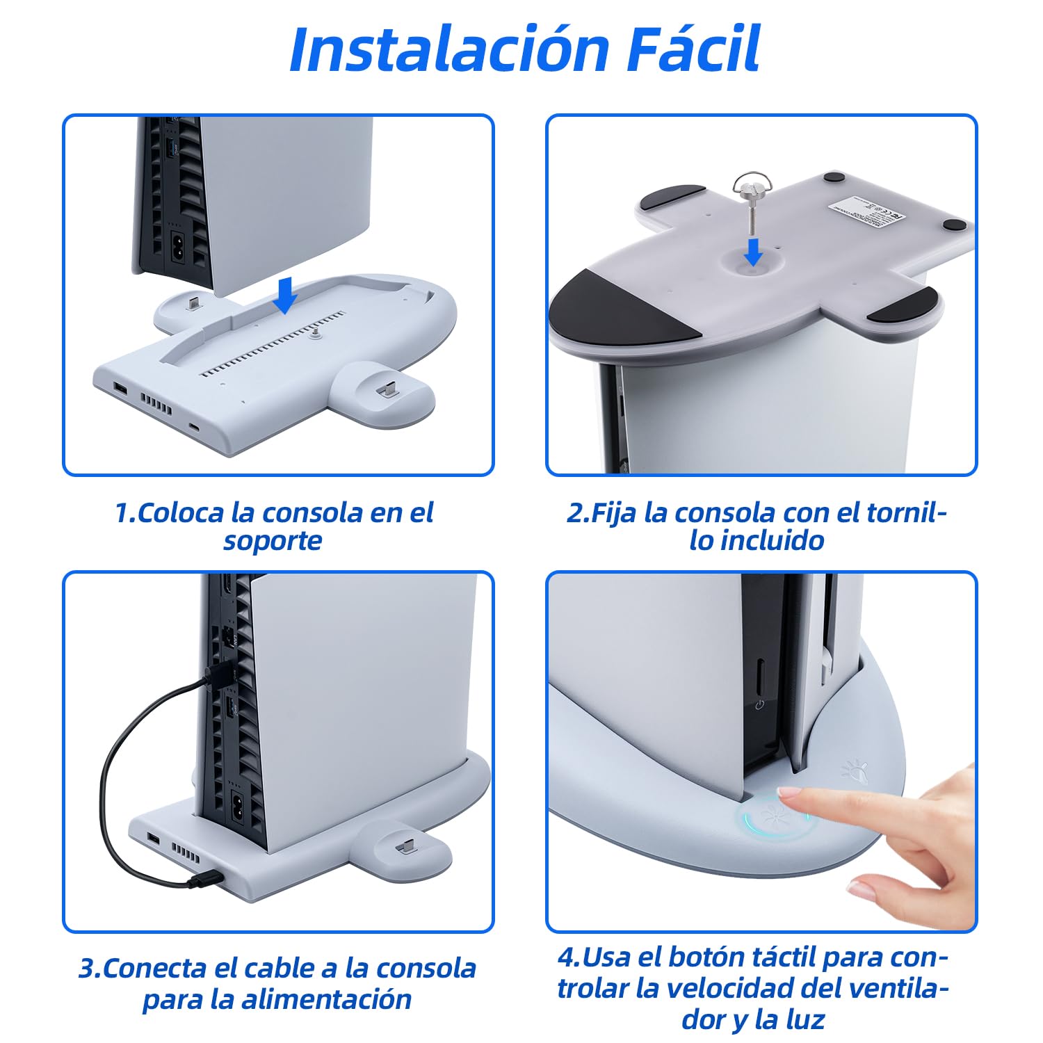 Wigearss PS5 Slim Soporte Vertical Ventiladores de Refrigeración, Soporte Multifuncional con Velocidad del Ventilador Ajustable en 3 Niveles, 9 Luces RGB para Consola PS5 Slim(No para la PS5/PS5 Pro)