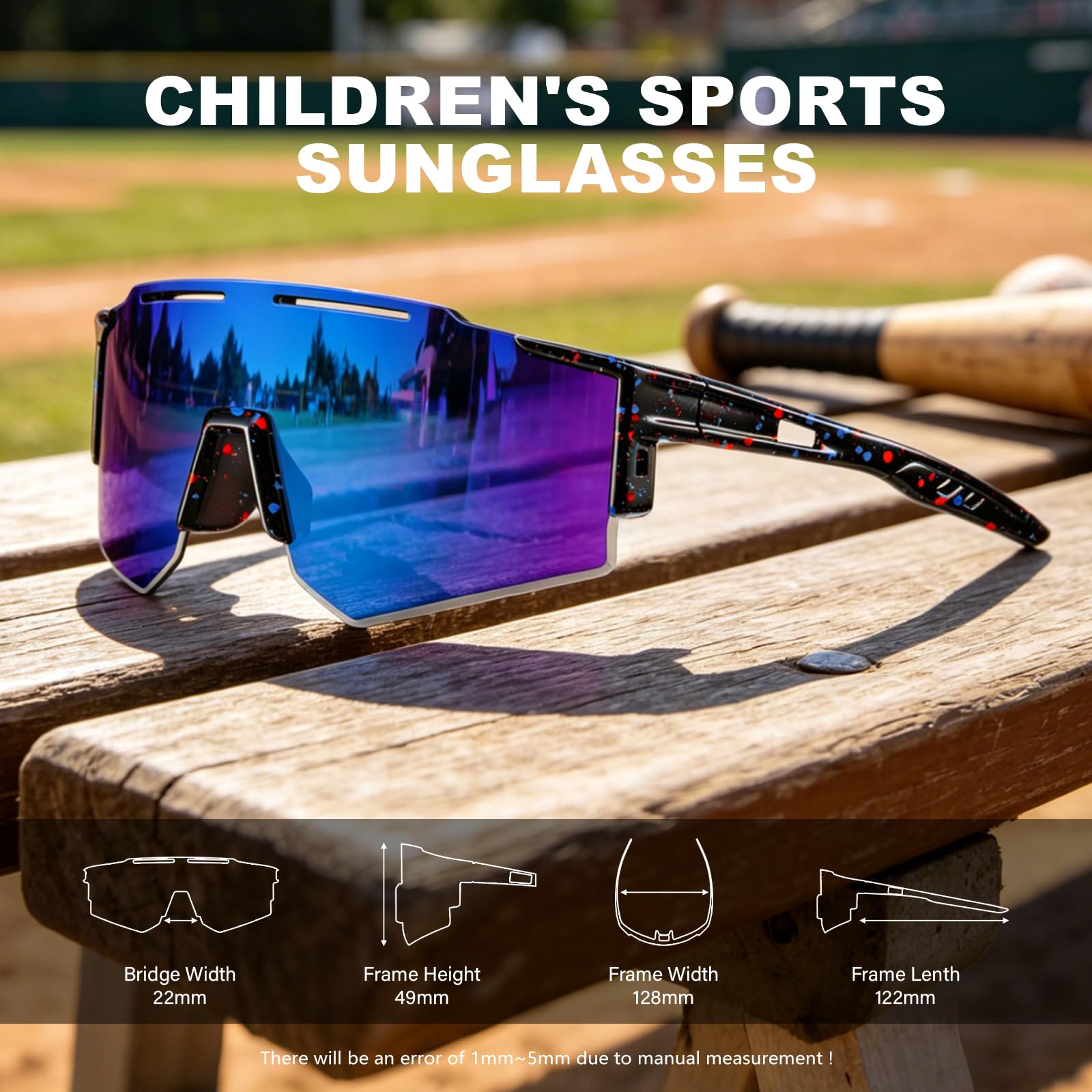 DioKiw Paquete de 4 lentes de sol polarizados para niños, niñas, sóftbol, ciclismo, protección UV400
