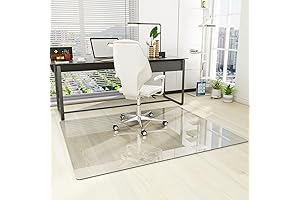 Tempered Glass Chair Mat for Carpet, Round Corner, 46" x 55"