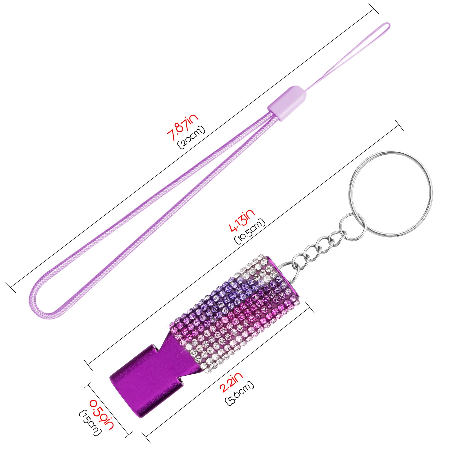 Biiange 2 Pack Bling Purple Whistle, Whistle for Coaches with Lanyard, Coaches Referee Sports Whistles, Loud Metal Sports for Coachess, Referees, and Hikers (Purple)