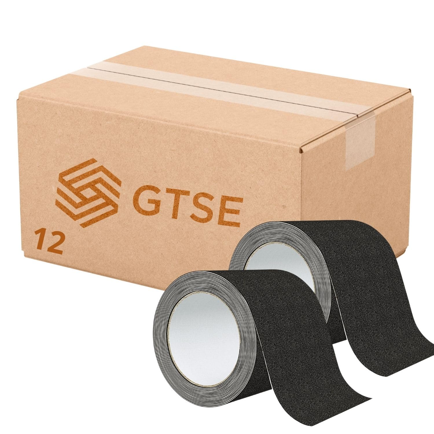 GTSE 12 Rolls, 100mm x 5m Black Anti Slip Tape, High Traction, Strong Grip Abrasive, Non Skid Tape for Indoor/Outdoor Use, Tread Warning Tape โ image 1