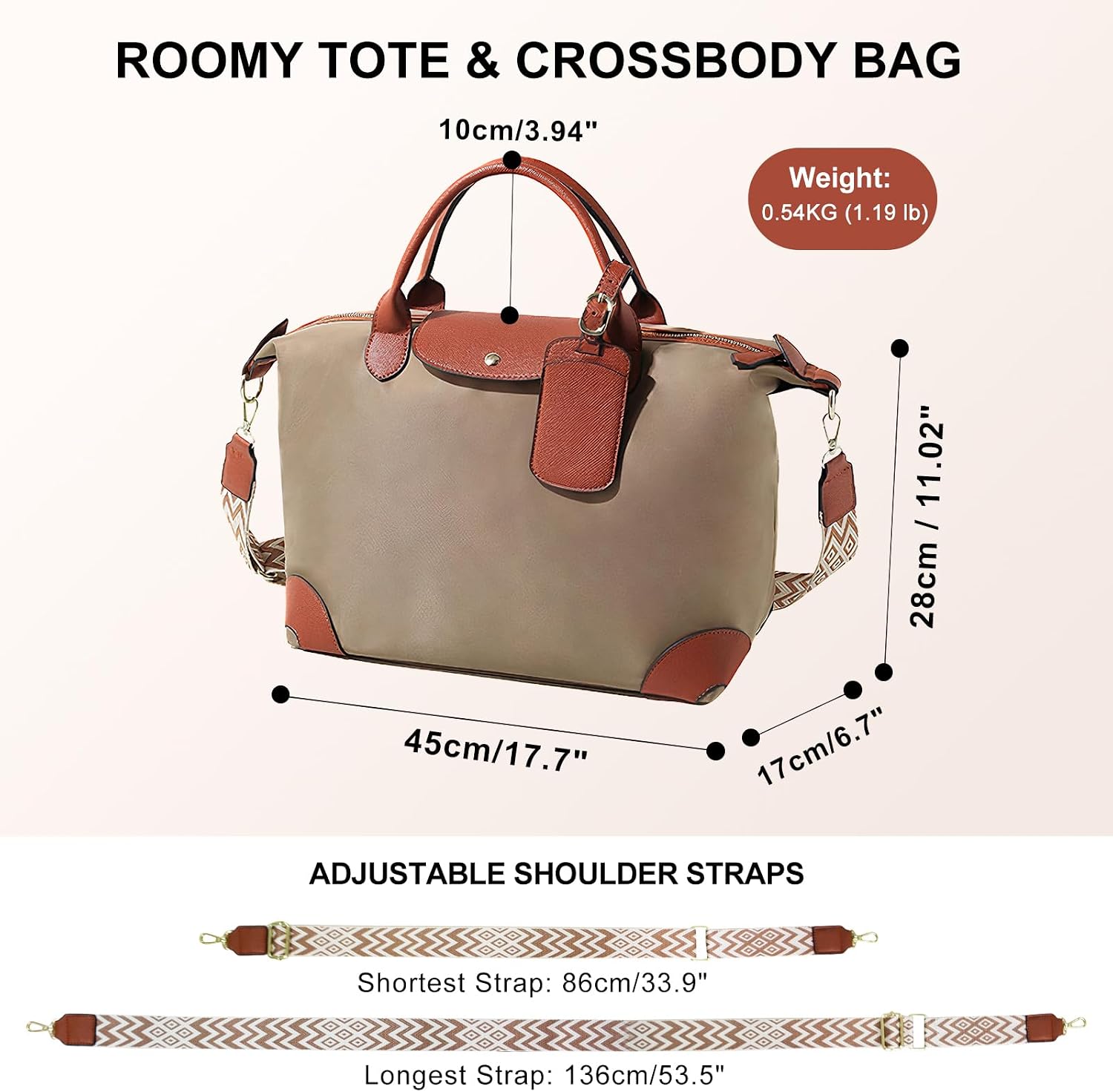 Long Keeper Duffle Bag Overnight Weekender Bags for Women 20L Carry On Handbag Crossbody Large Tote for Travel Short Trips