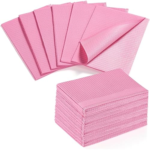 Makartt Disposable Nail Mats: 50Pcs Pink Fordable Nail Paper Towels for Table Acrylic Nail Practice Sheet 3 Ply Waterproof Nail Art Table Mats Clean Pads for Salon Manicure Tattoo