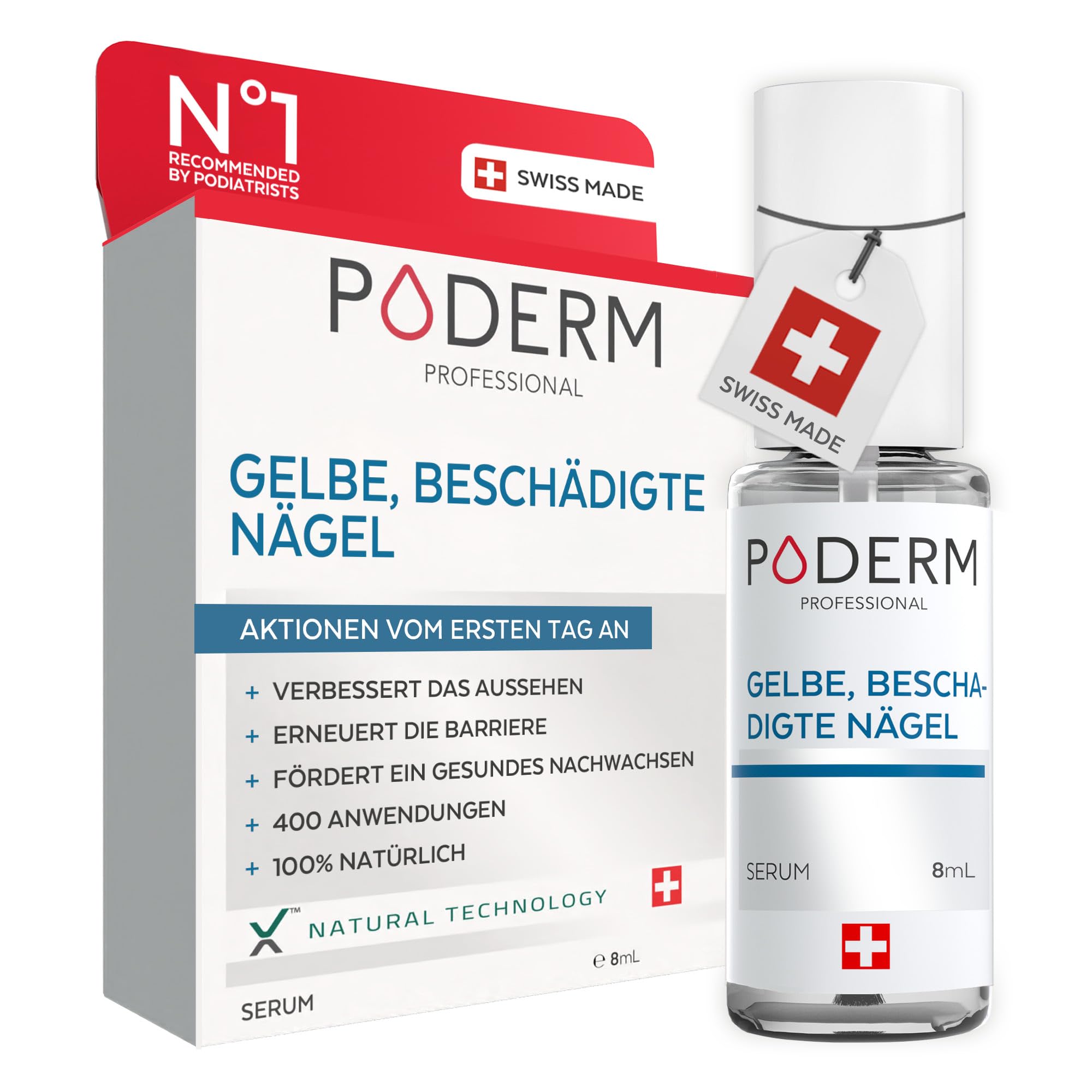 PODERM - HAUTRISSE UND HORNHAUT - Repariert und beruhigt Risse/Nährt und erweicht Hornhaut - INTENSIVE NACHTPFLEGE 8H - 100% natürliche Inhaltsstoffe - Fußpflege - Swiss Made