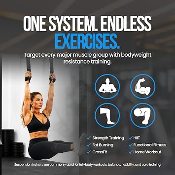 Suspension Trainer Straps, Premium Nylon Bodyweight Suspension Straps