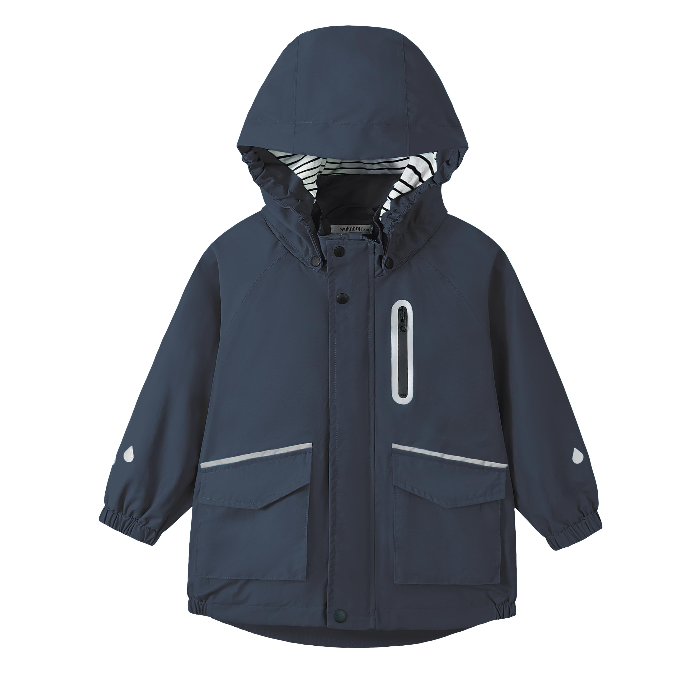 Volunboy Chubasquero Impermeable Infantil, Ligero Cortavientos, Gorro Desmontable, Bandas Reflectantes, Niña y Niño 2-6 Años