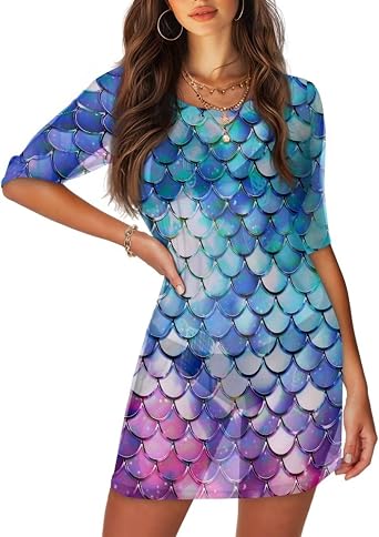 Womens Beach Coverups Swimsuit Bikini Cover Ups See Through Sheer Mesh Dress Short Sleeve Summer T-Shirt Tops