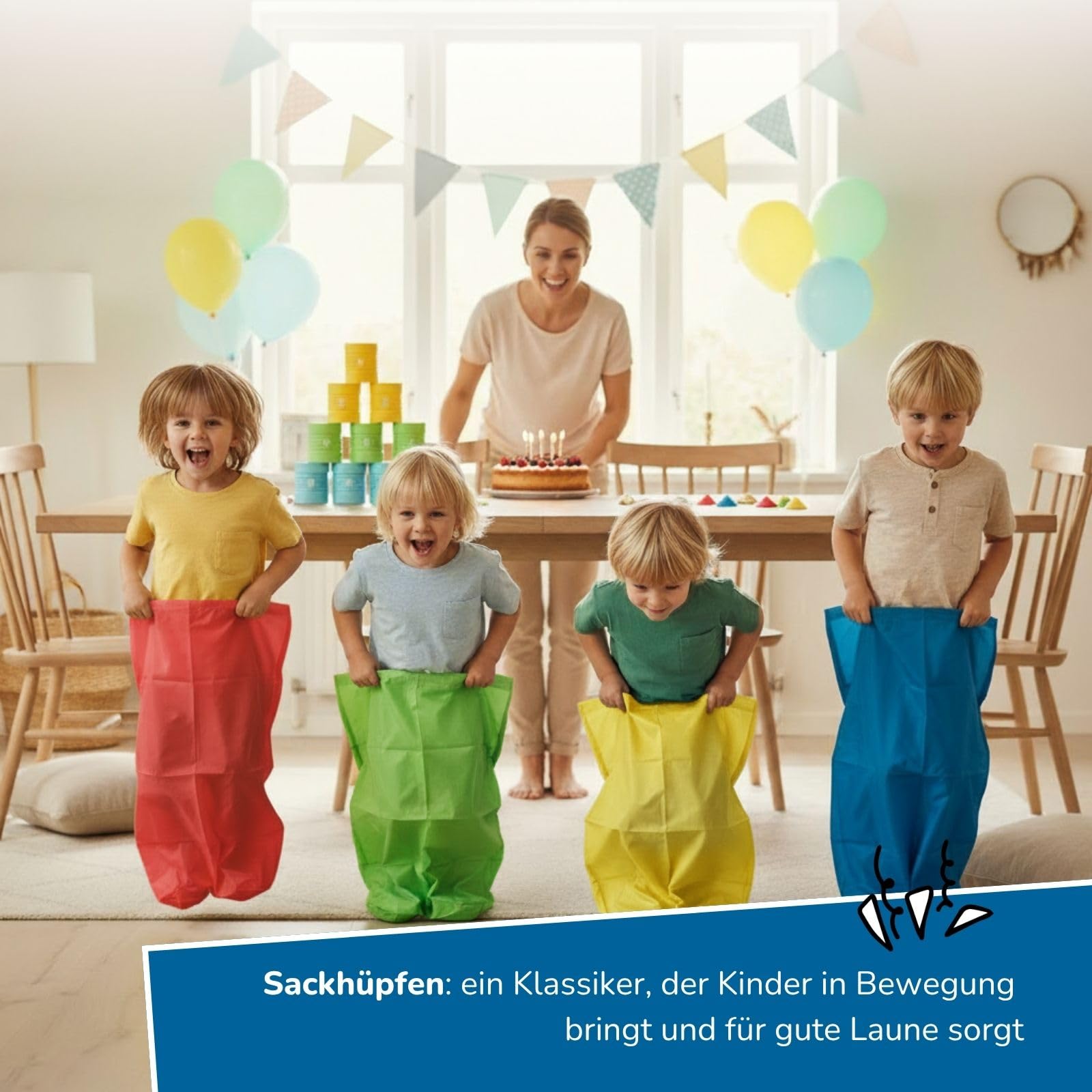 alldoro 68801 Partyspiele Set mit LED-Seifenblasenmaschine Torte & 1,2_L Seifenblasenflüssigkeit, 4 Outdoor-Spiele, für Kinder ab 3 Jahren