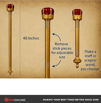 Nicky Bigs Novelties Royal King Scepter Staff, Gold Plastic Costume Prop