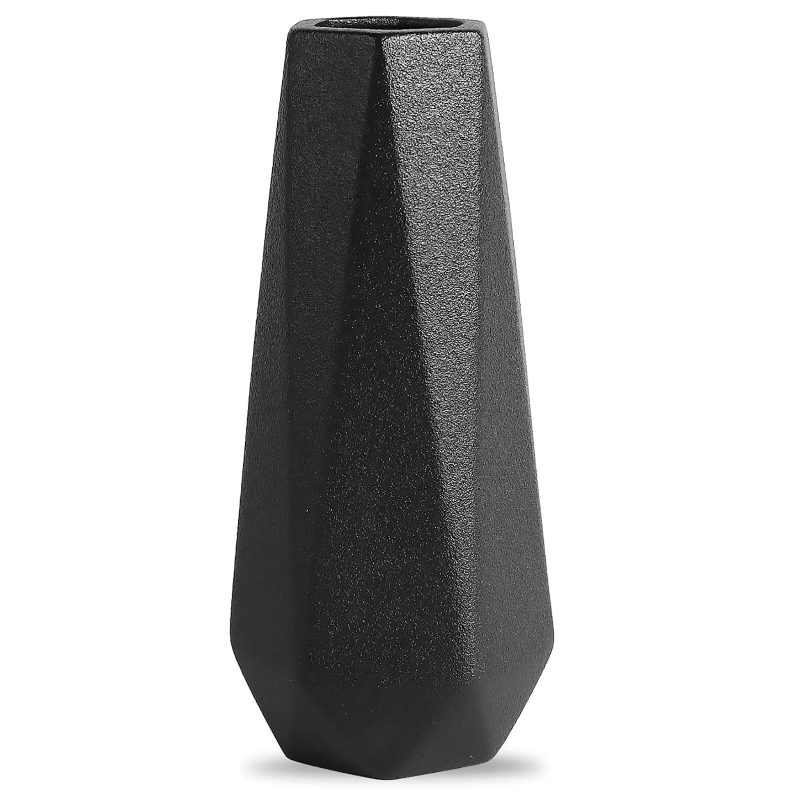 Excefore Geometric Ceramic Flower Vase for Modern Home Decoration, Frosted Porcelain Floral Vase, Porcelain Floral Vase for Living Room, Black