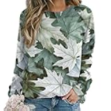 Womens Fall Crewneck Sweatshirts Fashion Casual Long Sleeve Pullover Tops Country Camo Maple Graphic Shirts Oversized