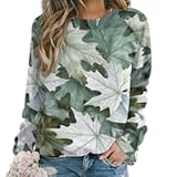 Womens Fall Crewneck Sweatshirts Fashion Casual Long Sleeve Pullover Tops Country Camo Maple Graphic Shirts Oversized