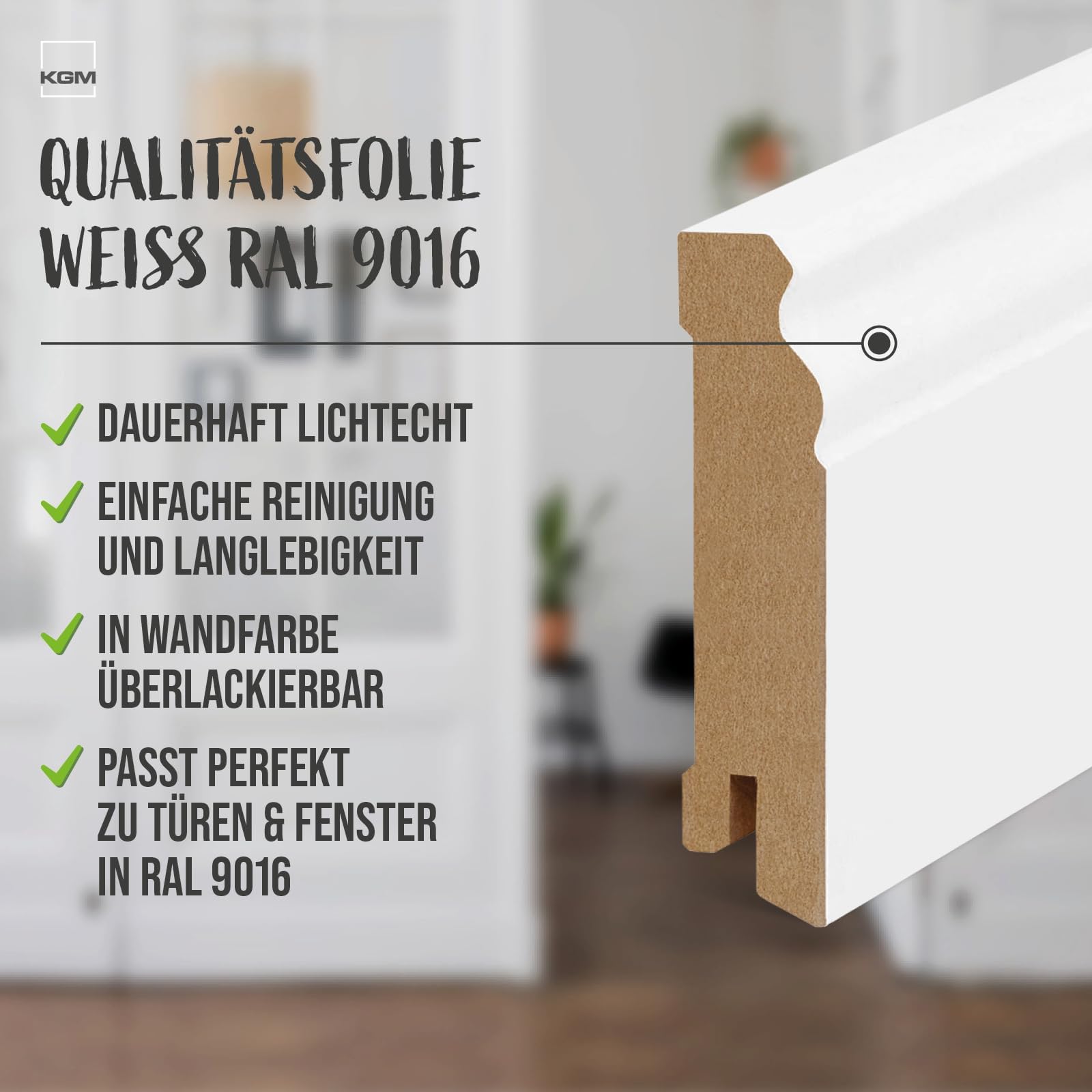 KGM Listwa Berliner MDF foliowany - Biały - 2400 x 19 x 70 mm - 10 szt.