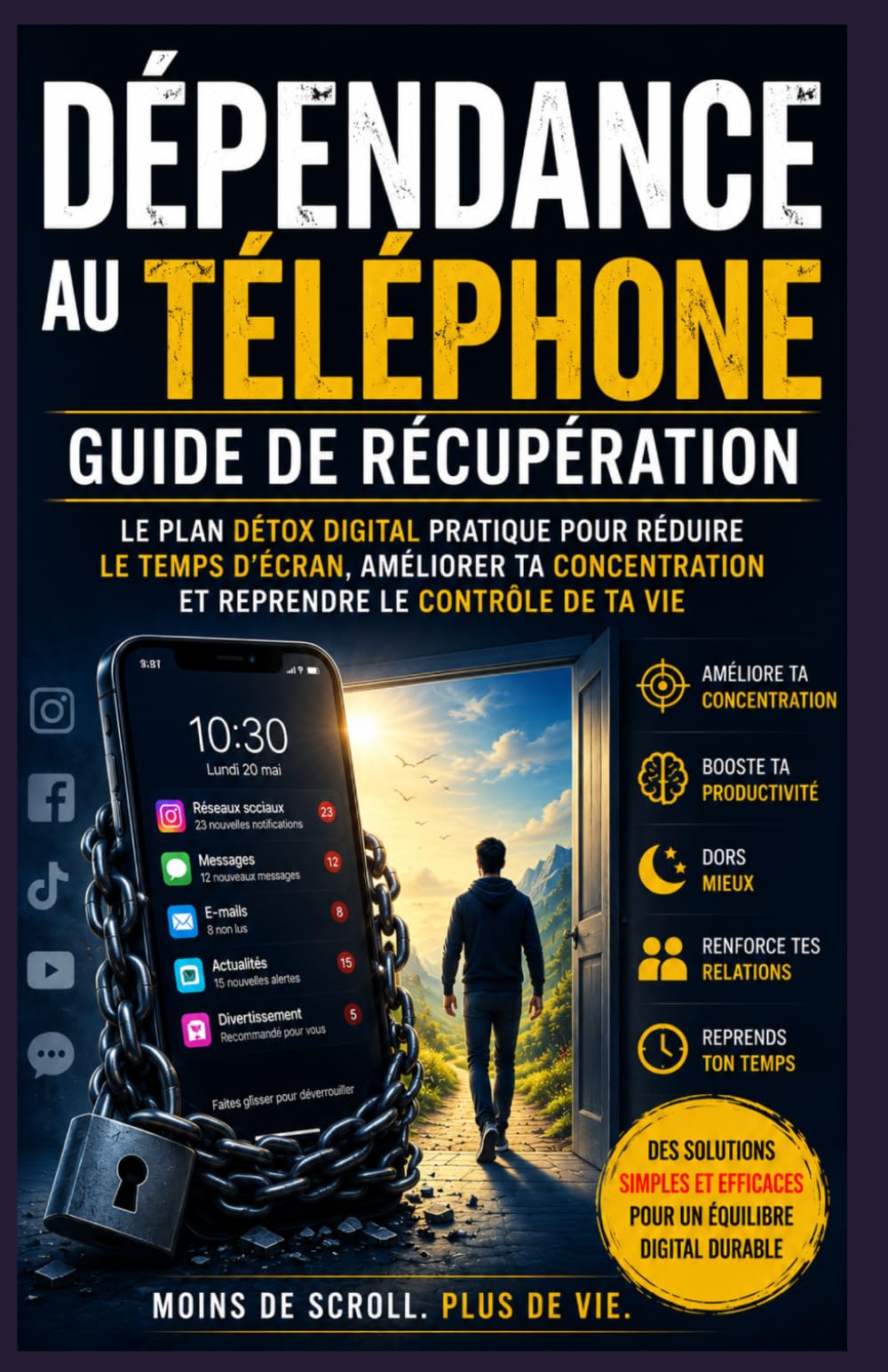 Guide de rétablissement de la dépendance au téléphone.: Un plan de détox numérique pratique pour réduire le temps passé devant un écran, améliorer la ... et reprendre le contrôle de votre vie