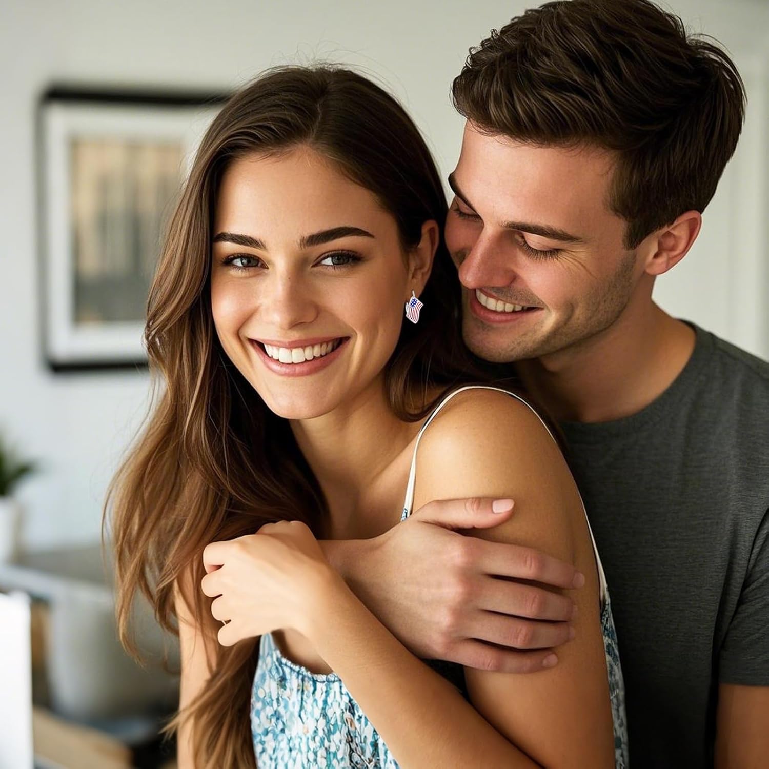 CRMAD USD American Flag Earrings for Women Sterling Silver 4th of July Earrings Independence Day Jewelry Gift for Women - Image 2