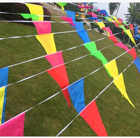 Bunting Banner, Leixi 200M Multicolor Pennant Banners with 400pcs Triangle Flags, Nylon Fabric Bunting Banners for Indoor Outdoor Activity,Party Celebrations and Shops Decorations