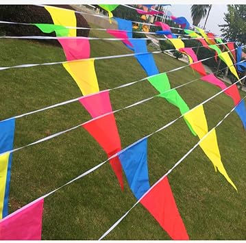 Bunting Banner, Leixi 200M Multicolor Pennant Banners with 400pcs Triangle Flags, Nylon Fabric Bunting Banners for Indoor Outdoor Activity,Party Celebrations and Shops Decorations